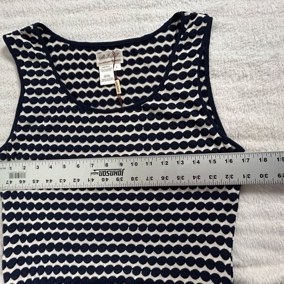 M.S.S.P Max Studio Polka Dot Textured Peplum Dress Large Navy White New $118 - Picture 6 of 8